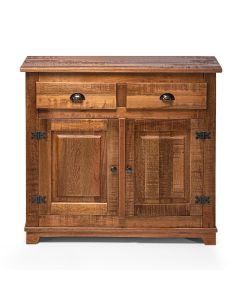 Armário Rústico Decorativo em Madeira Maciça 2 Portas 2 Gavetas - Natural