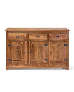 Buffet Arca Rústico Decorativo em Madeira Maciça 3 Portas e 3 Gavetas - Natural