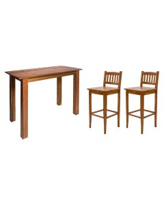 Conjunto Decorativo Aparador 1,30m com 2 Banquetas Bh para Hall de Apartamento em Madeira Maciça - N