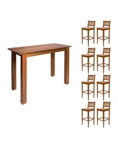 Conjunto Decorativo Aparador 2,00m com 8 Banquetas Bh para Hall de Apartamento em Madeira Maciça - N