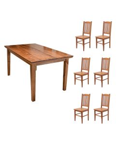 Mesa de Jantar Bh Retangular 1,60m com 6 Cadeiras de Jantar Bh em Madeira Maciça - Natural