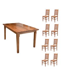 Conjunto de Jantar Bh Retangular 2,00m com 8 Cadeiras em Madeira Maciça - Natural