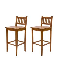 Kit 2 Banquetas Gourmet Rústica para Restaurantes em Madeira Maciça Bh - Natural