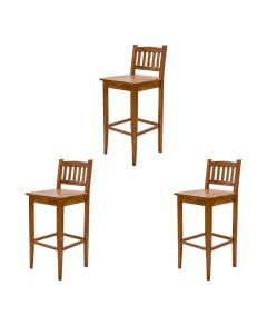 Kit 3 Banquetas Gourmet Rústica para Restaurantes em Madeira Maciça Bh - Natural