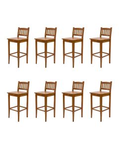 Kit 8 Banquetas Gourmet Rústica para Restaurantes em Madeira Maciça Bh - Natural