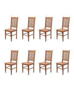 Kit 8 Cadeiras Gourmet Rústica para Restaurantes em Madeira Maciça Bh - Natural